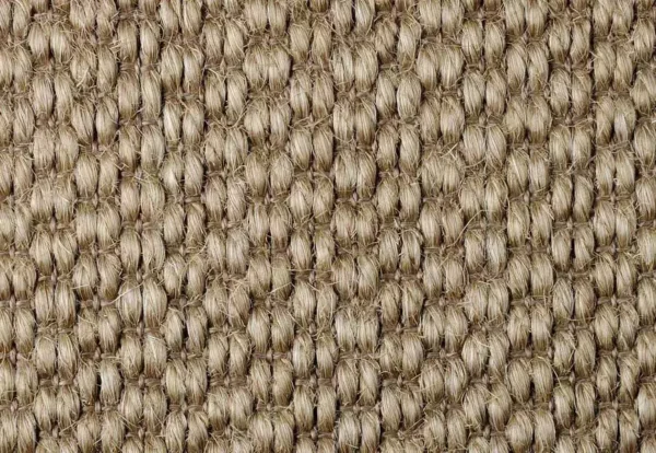Close-up of a woven beige fabric, showcasing tightly interlaced threads in a textured pattern.