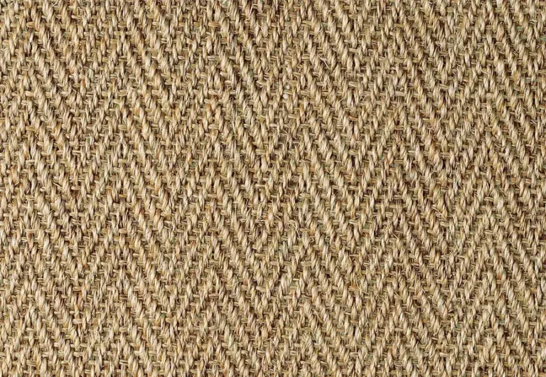 Close-up view of woven textile with a herringbone pattern in shades of brown and tan.