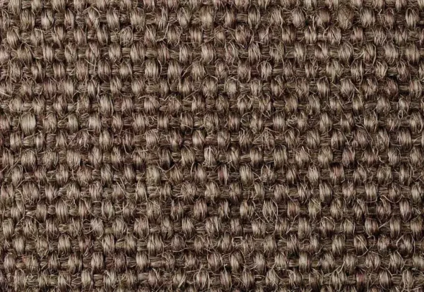 Close-up view of a brown, textured woven fabric with a coarse, interlaced pattern.