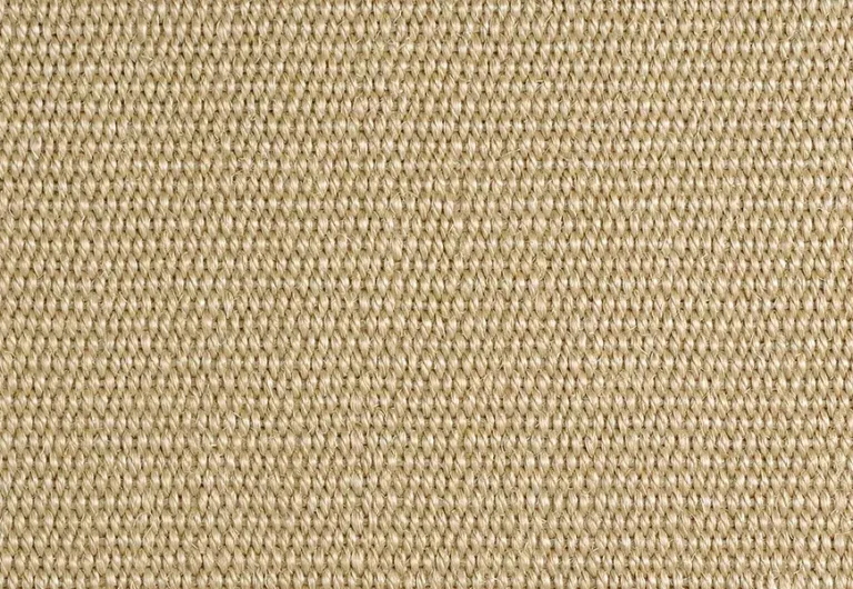 Close-up of a beige woven fabric texture with a tightly knit pattern, showing uniform, interlacing threads.