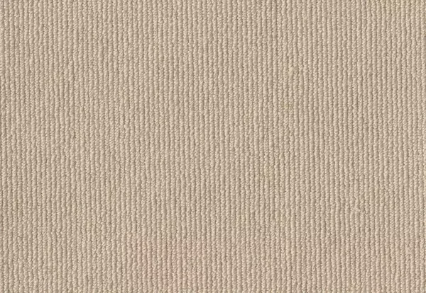 A close-up view of a beige, textured fabric with fine, vertical ribbing.