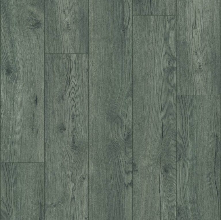 A close-up image of green-toned wood grain flooring, showing the texture and pattern of the wood with visible knots and lines.