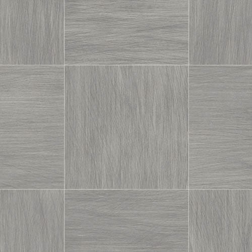 Close-up of gray square tiles arranged in a grid pattern. Each tile has a slightly textured surface with subtle variations in shading, resembling a wood grain design.