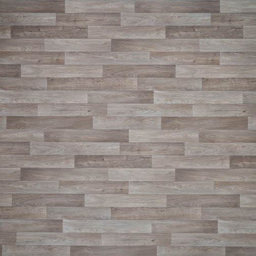 Wooden floor with a pattern of horizontal planks in varying shades of brown and gray.