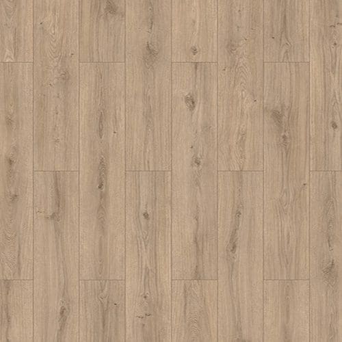 A light brown wood-patterned floor with vertical planks, featuring natural grain and knots.