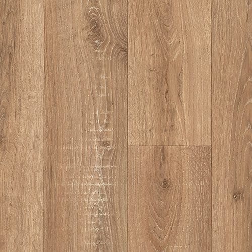 Close-up view of a wooden floor with a light brown finish, featuring visible grain patterns and subtle knot details.