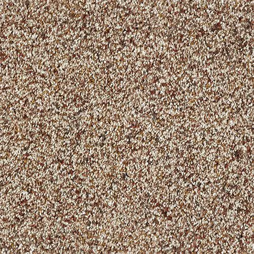 Close-up of a beige and brown textured carpet.