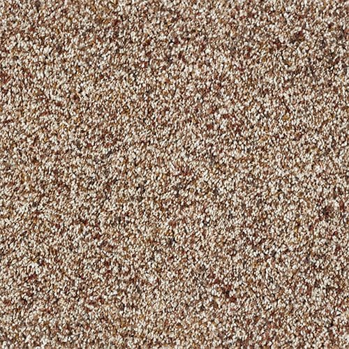 Close-up of a beige and brown textured carpet.