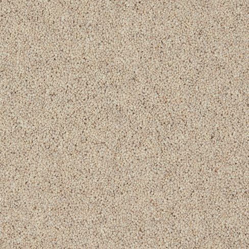Close-up of a beige, textured carpet with a uniform, looped pile design.