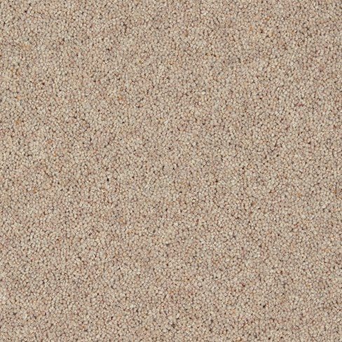 Close-up image of a beige carpet with a textured, looped pile surface.