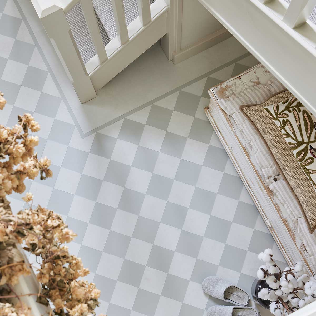 Checkers Cream & Pale Green
