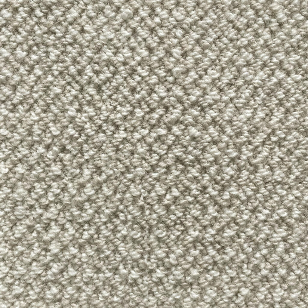 Beige textured carpet with looped fibers.