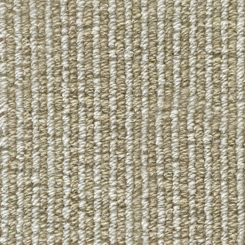 Beige textured carpet with vertical lines.