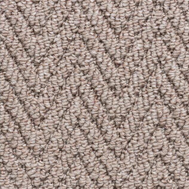 Beige textured carpet with herringbone pattern.
