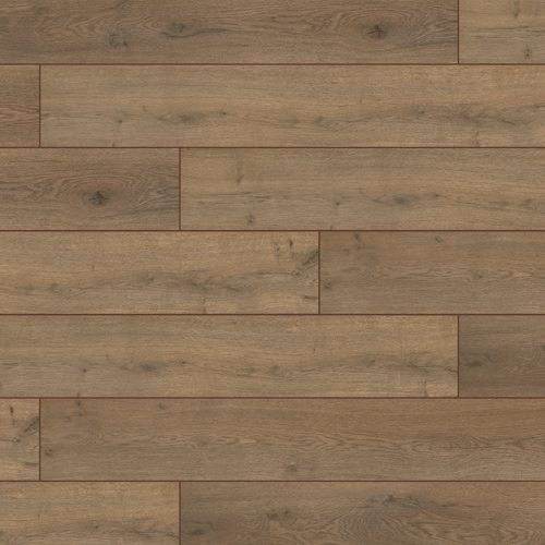 Elite XL Laminate Flooring with a pattern of medium brown planks arranged in a staggered formation, showing natural wood grain and knots.