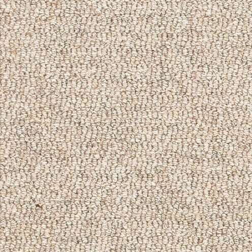 Beige textured carpet with looped pattern.