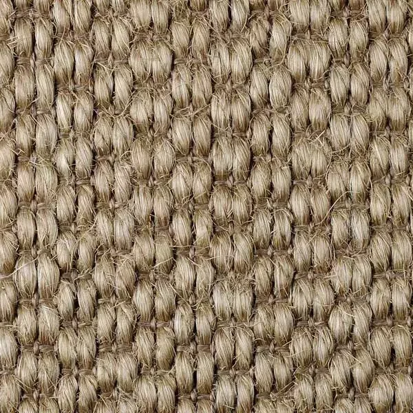 Close-up of a woven beige fabric, showcasing tightly interlaced threads in a textured pattern.